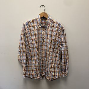 Alan Flusser Shirt Mens Large Button Down Long Sleeve Striped Orange